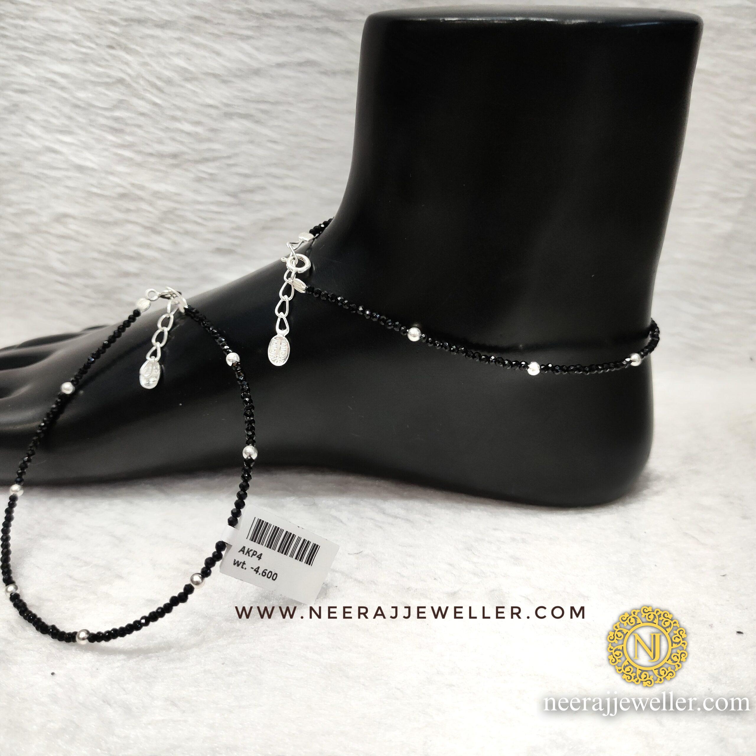 498278 black beads silver pyal