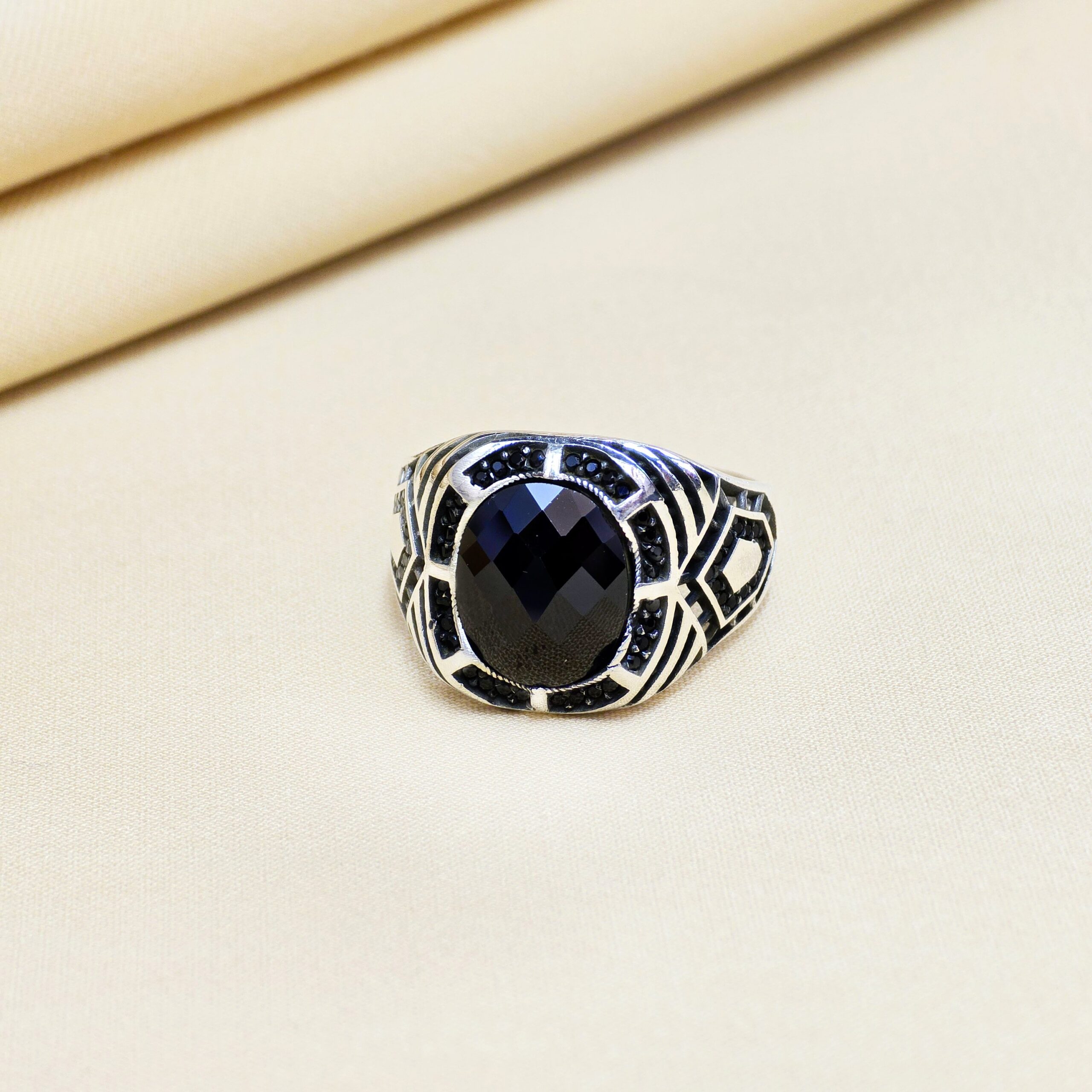 Mens Handmade Ring, Turkish Handmade Silver Men Ring, Ottoman Mens Ring, Onyx Stone Ring, Men Ring, Gift for Him, 925 Sterling Silver Ring