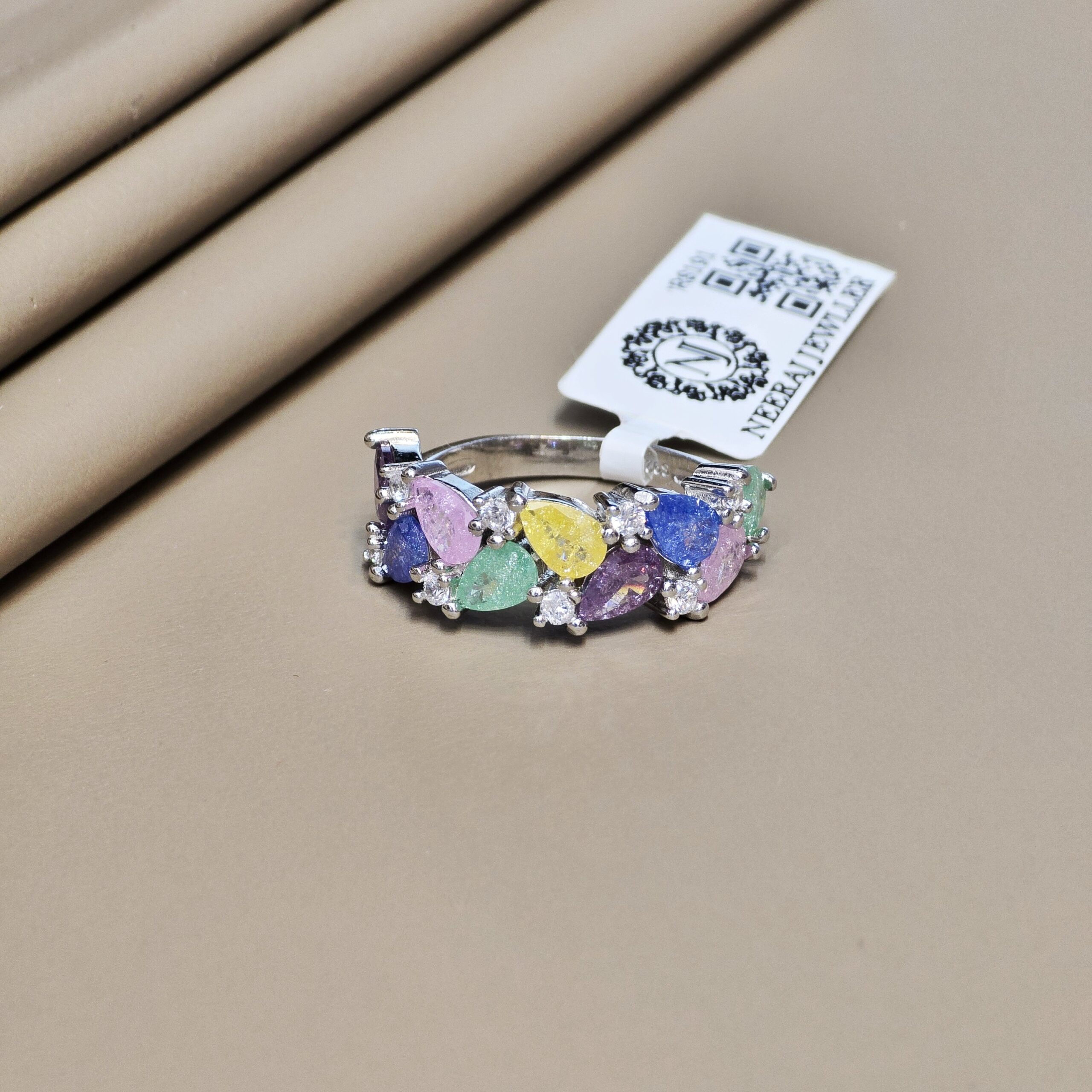 Multicolor diamond cut American Stone  925 Sterling Silver Ring For Attractive Look
