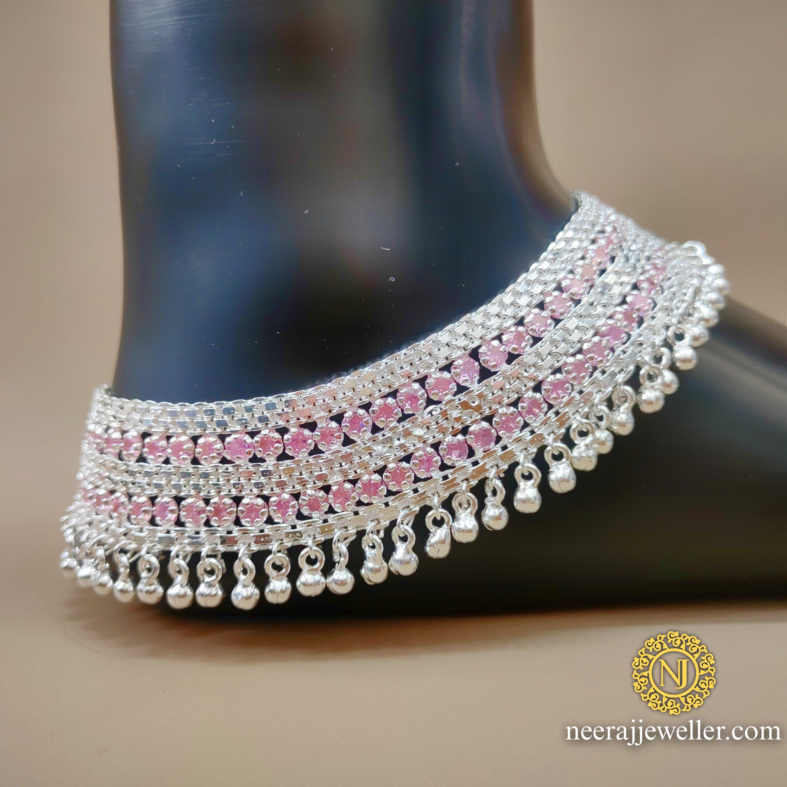IMG20240516124036-01 silver anklet with baby pink colour stone
