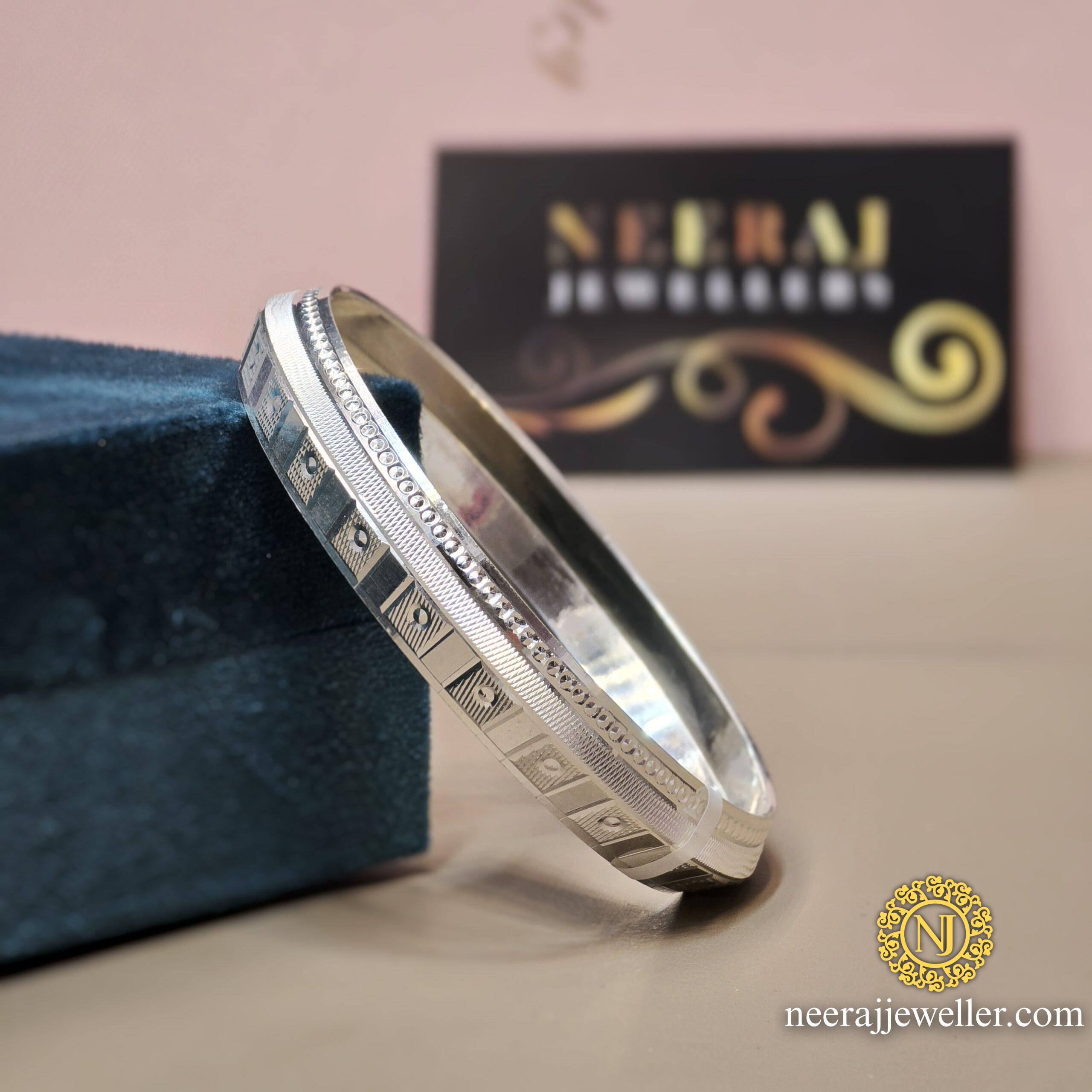 pure silver kada v shape design